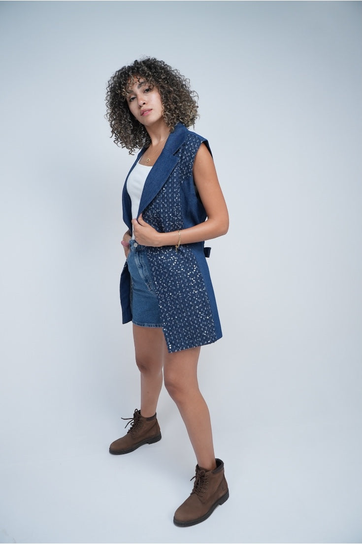 Denim Vest – Sequin Detail