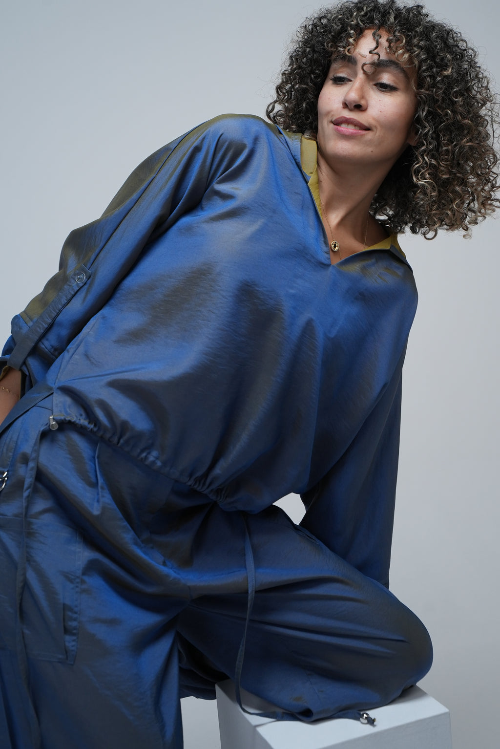 Blue Co-ord Set – Oversized Hoodie & Wide-Leg Pants