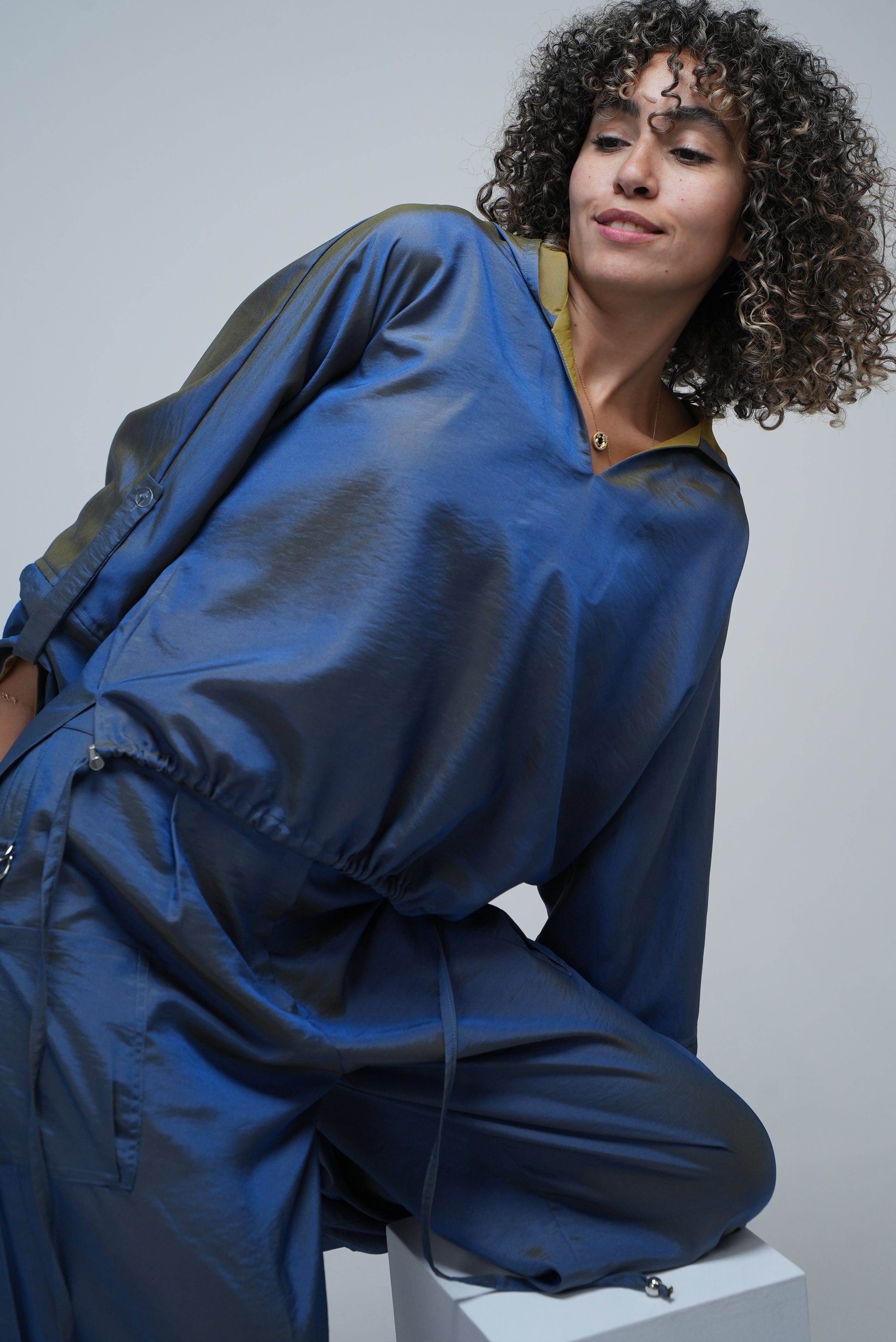 Blue Co-ord Set – Oversized Hoodie & Wide-Leg Pants