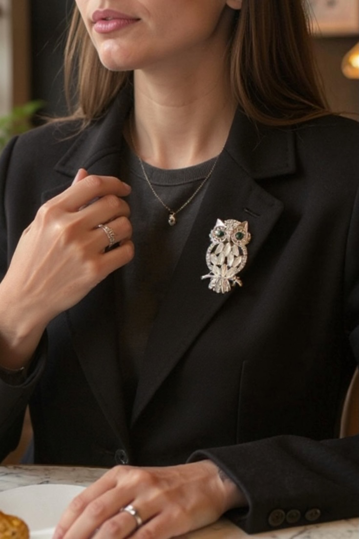 Silver Owl Brooch