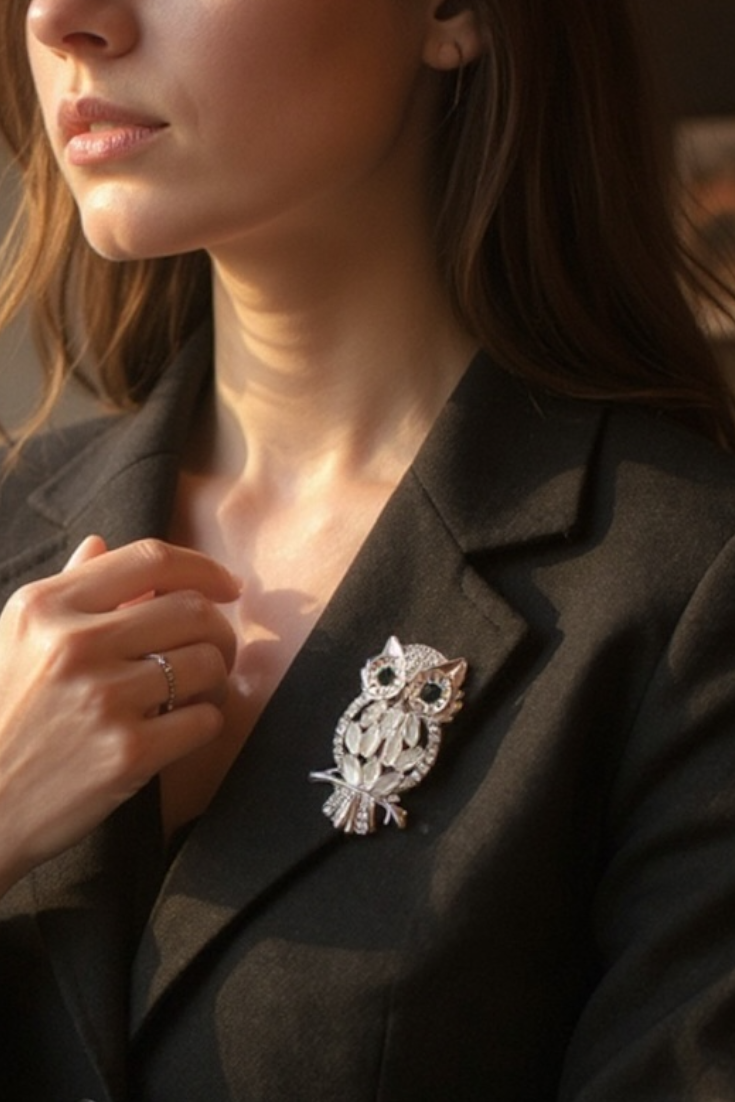 Silver Owl Brooch