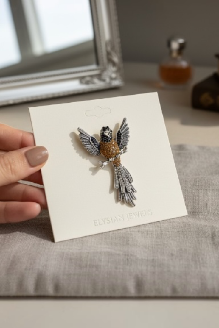 Crystal Phoenix Bird Brooch