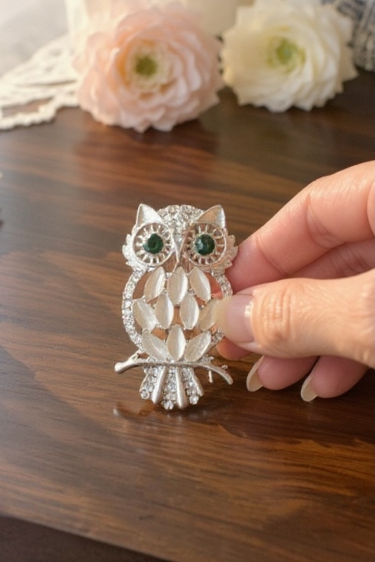 Silver Owl Brooch