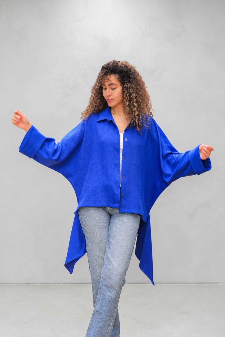 Linen Spanish Blouse – Effortless Chic In Blue