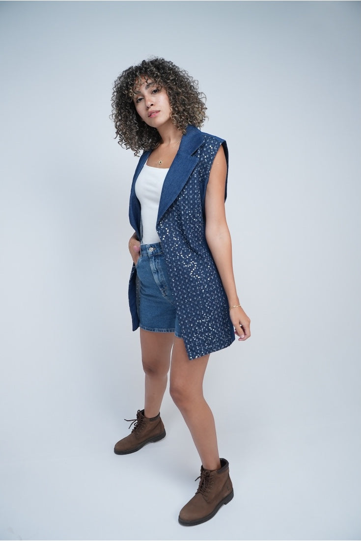 Denim Vest – Sequin Detail