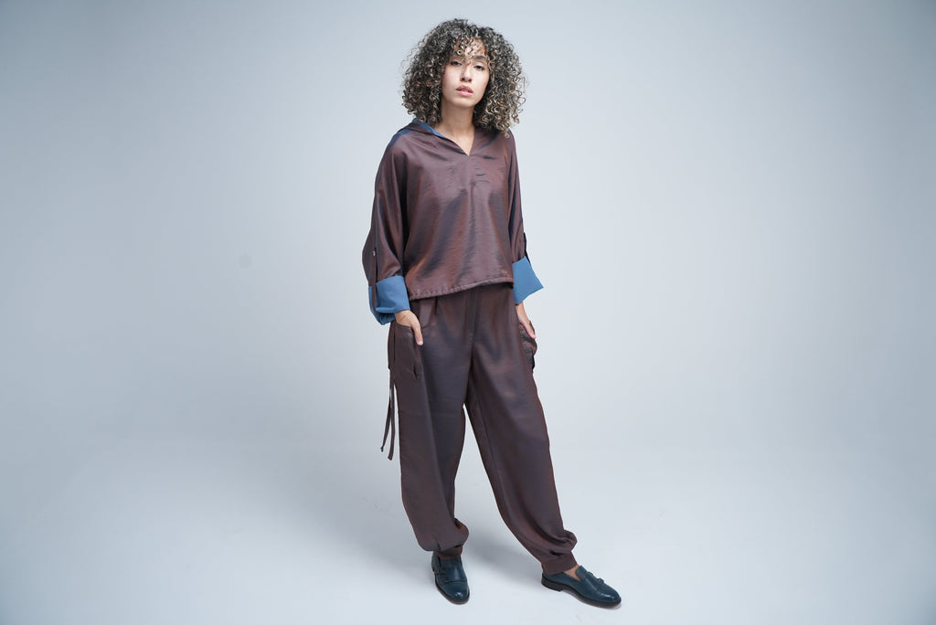 Brown Co-ord Set – Oversized Hoodie & Wide-Leg Pants