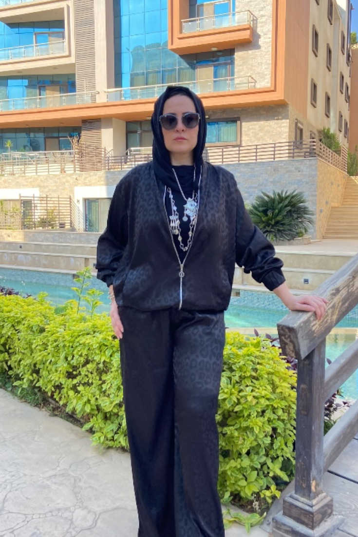 Leopard Satin Set – Bomber Jacket & Wide-Leg Trousers
