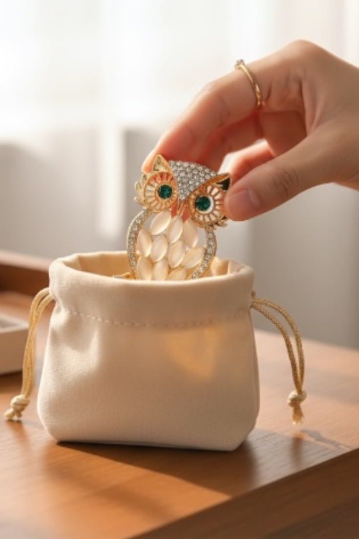 Gold Owl Brooch