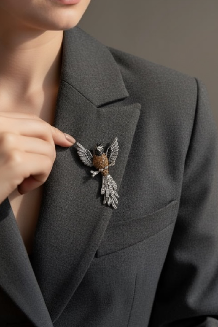 Crystal Phoenix Bird Brooch