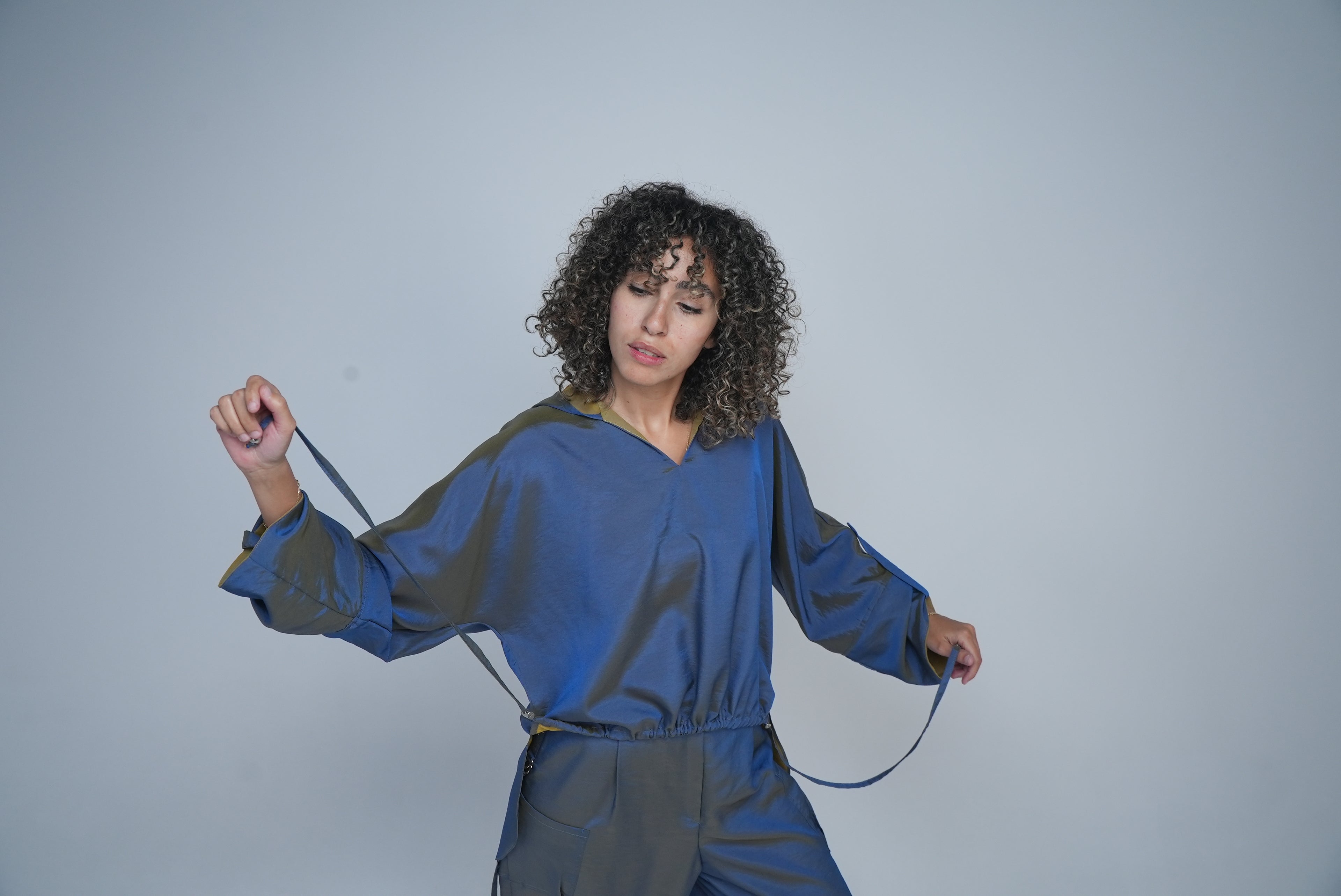 Blue Co-ord Set – Oversized Hoodie & Wide-Leg Pants