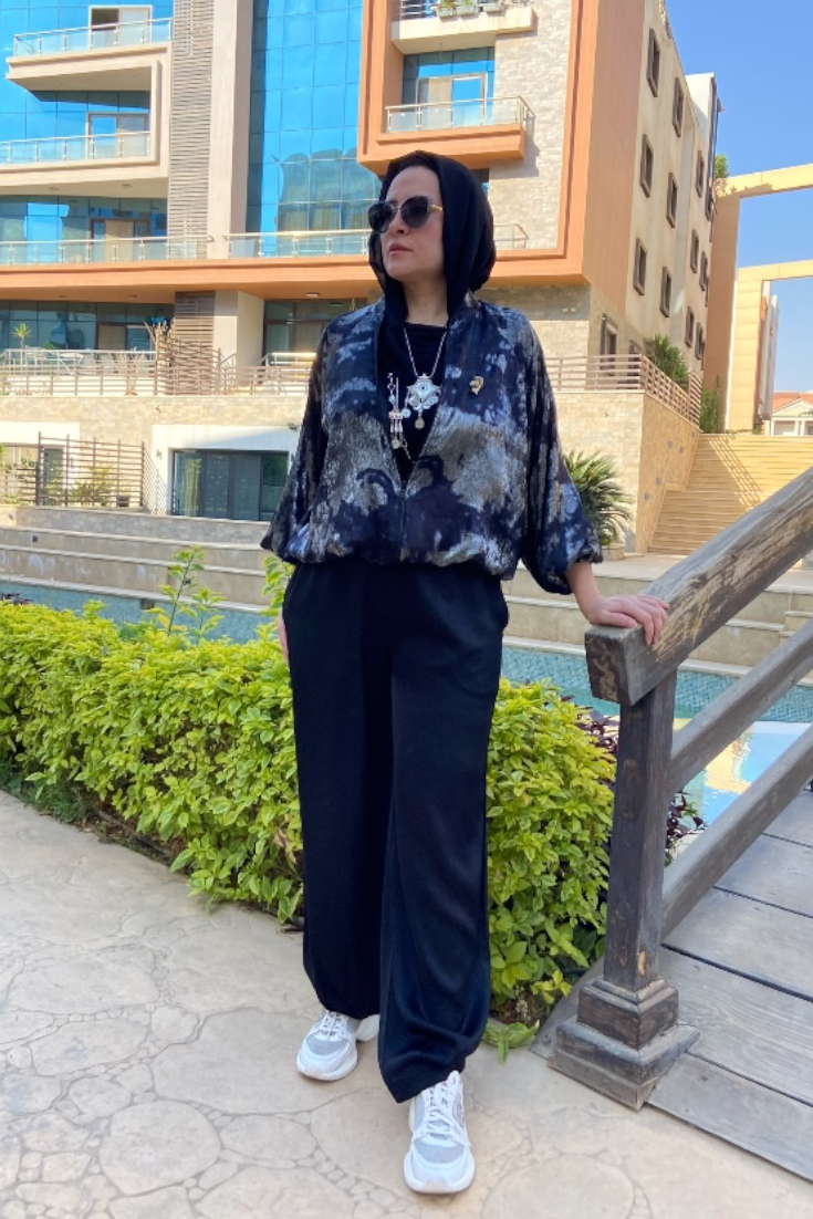 SILVER NOIR SET – BOMBER JACKET & BALLOON PANTS