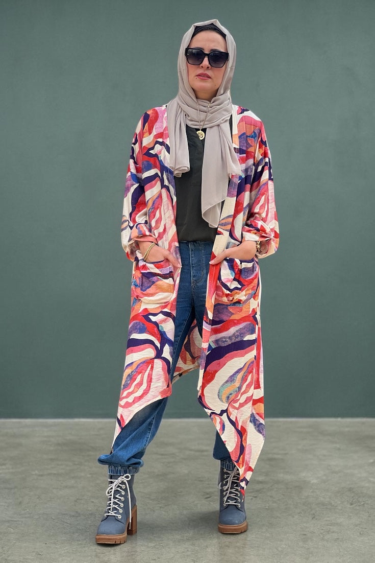 colorful linen cardigan – elegant light