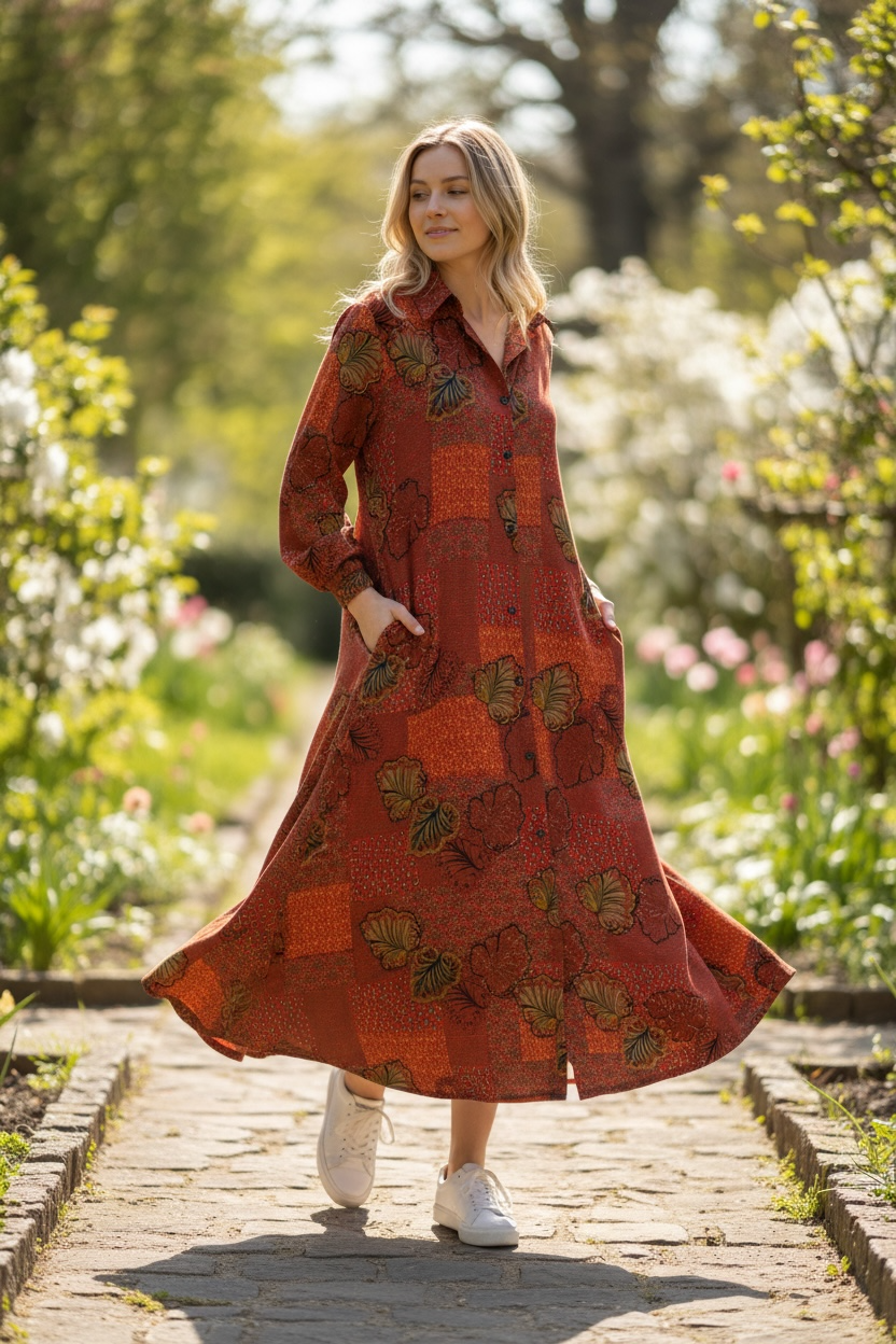 Cotton Cloche Dress – Red Floral