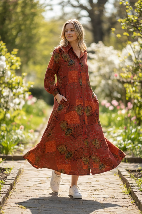 Cotton Cloche Dress – Red Floral