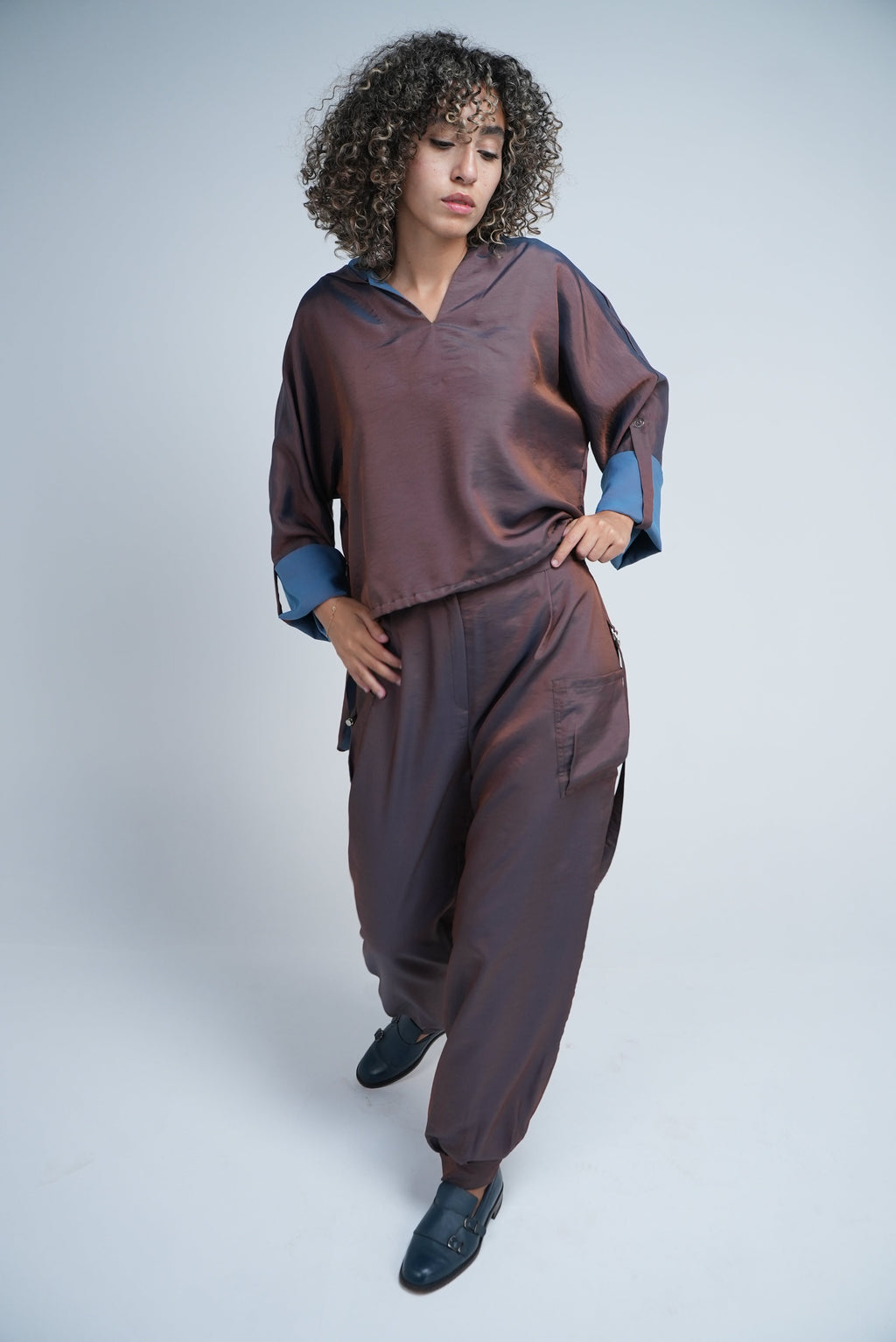 Brown Co-ord Set – Oversized Hoodie & Wide-Leg Pants