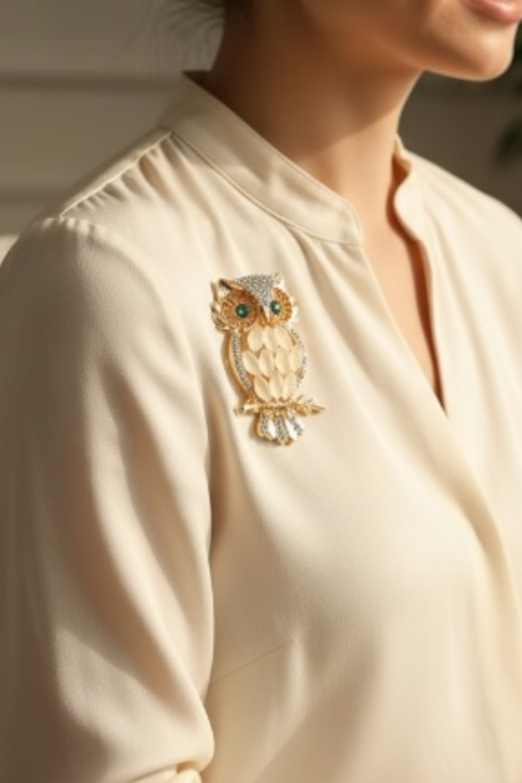 Gold Owl Brooch