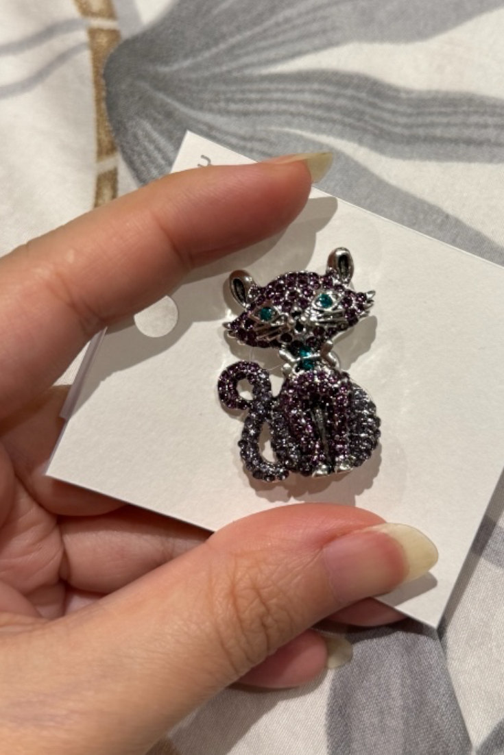 Crystal Cat Brooch