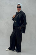 Leopard Satin Set – Bomber Jacket & Wide-Leg Trousers