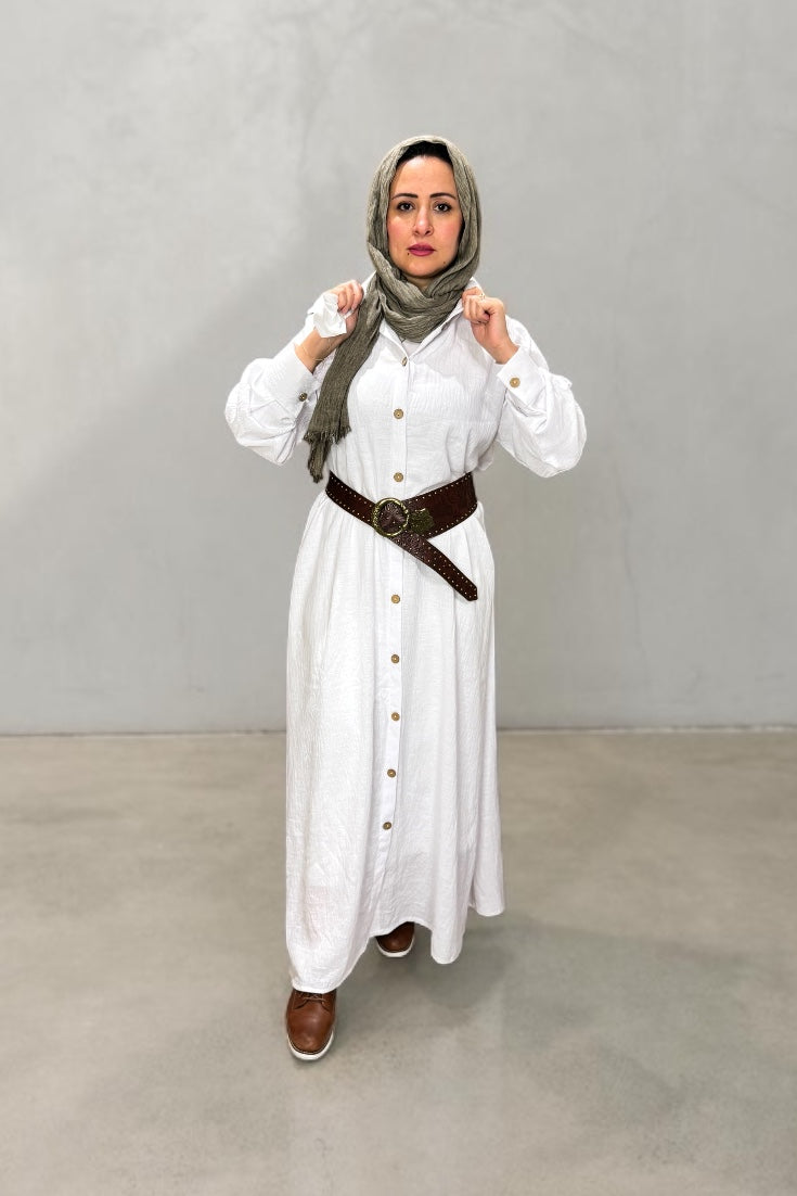 Linen Oversized Dress – White