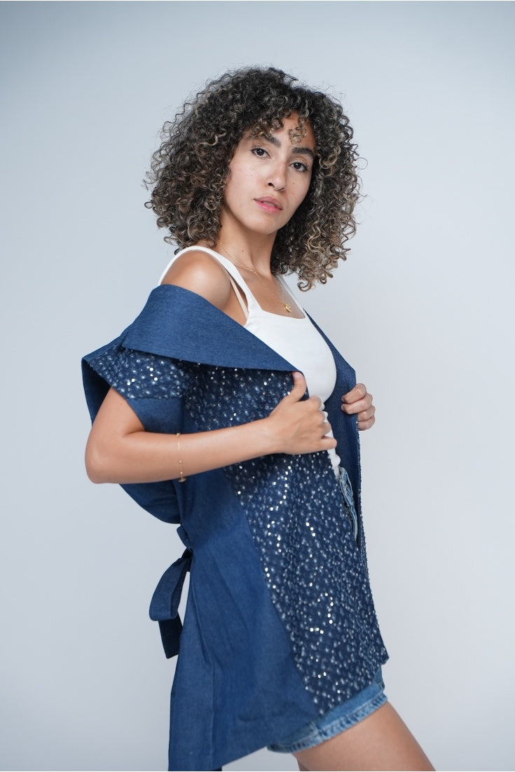 Denim Vest – Sequin Detail