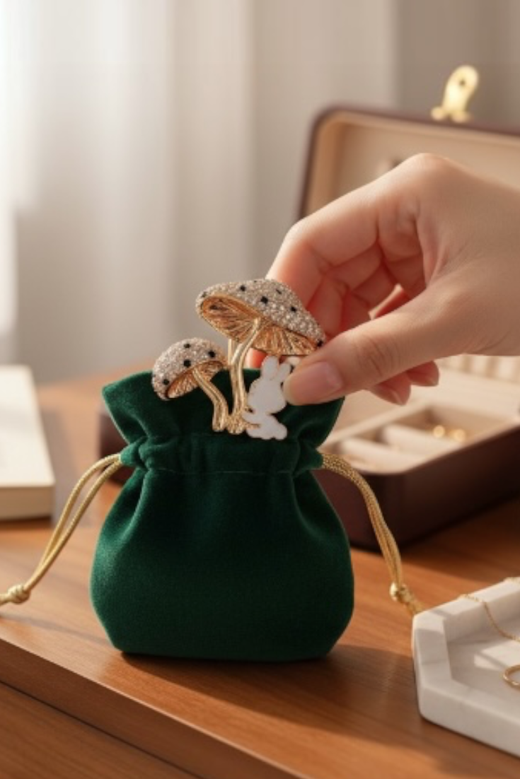 Gold Mushroom Brooch