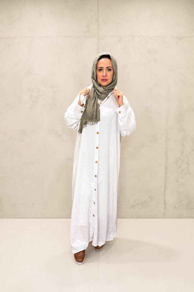 Linen Oversized Dress – White