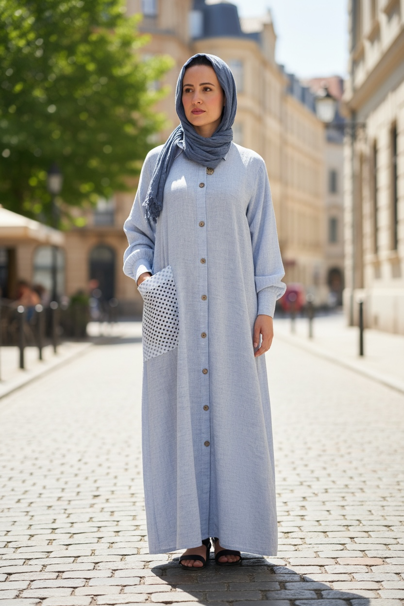Linen Oversized Dress – Light Blue