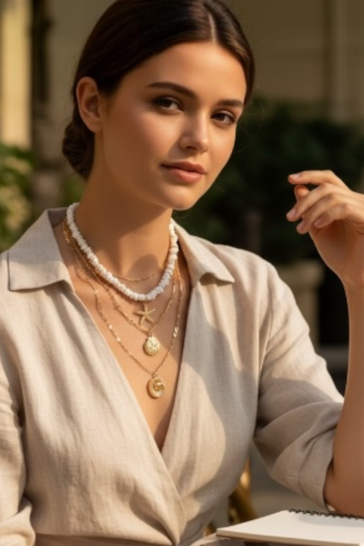 White Shell Layered Necklace Set