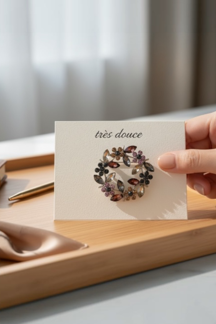 Floral Wreath Brooch — Mauve & Burgundy