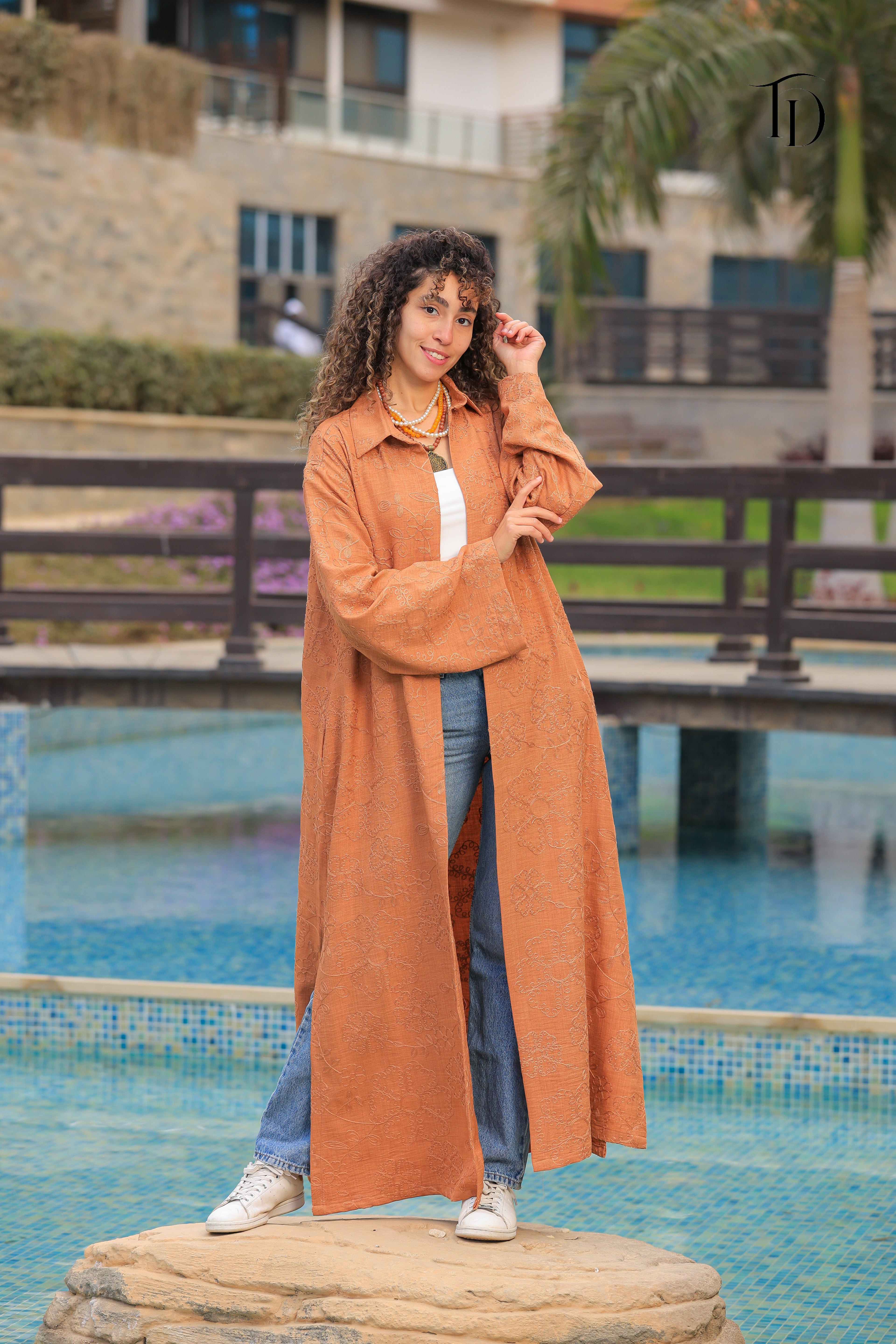 Embroidered Linen Cardigan