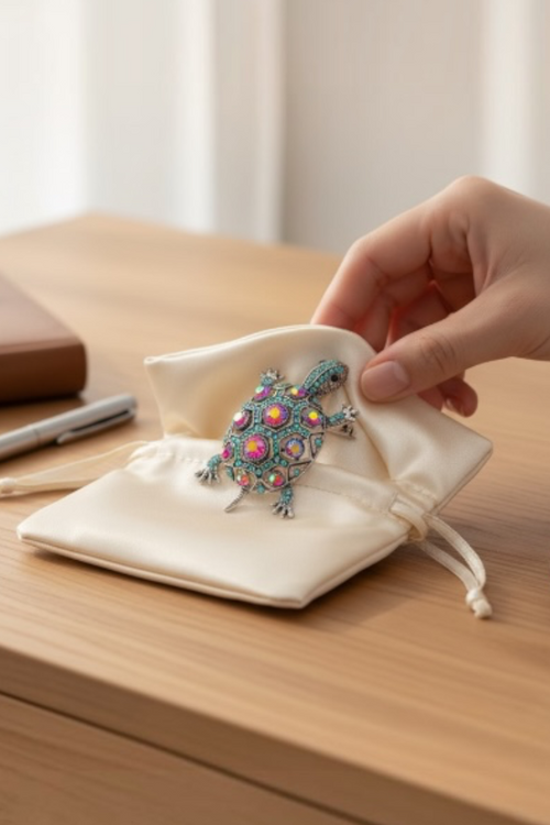 Crystal Turtle Brooch