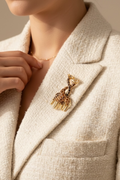 Gold Giraffe Duo Brooch – Enamel & Gold