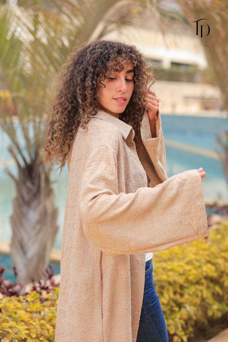 Embroidered Linen Cardigan