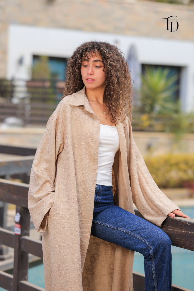 Embroidered Linen Cardigan