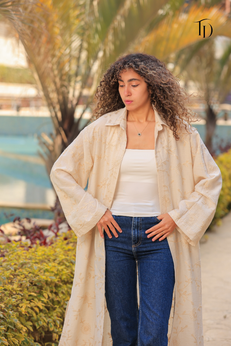 Embroidered Linen Cardigan