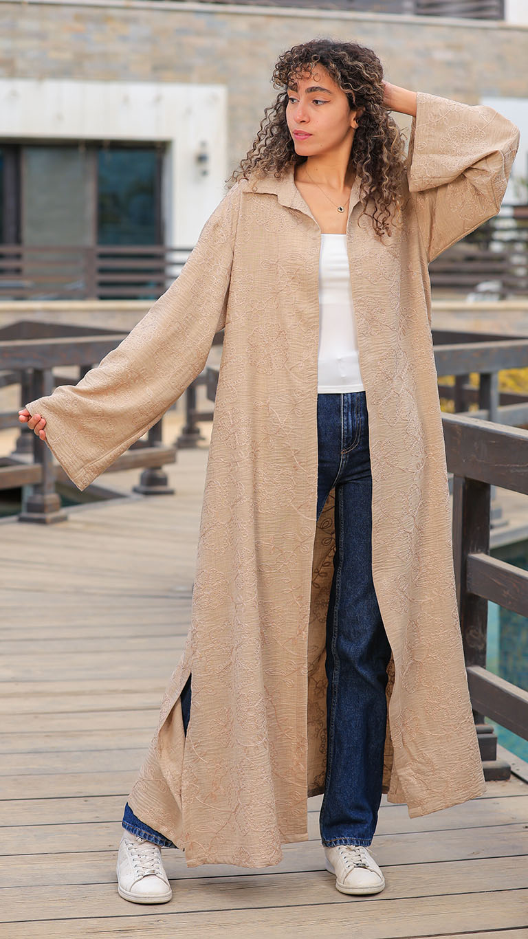 Embroidered Linen Cardigan