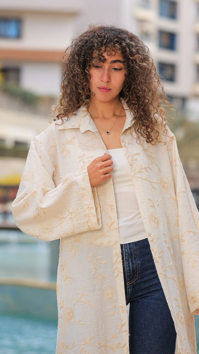 Embroidered Linen Cardigan